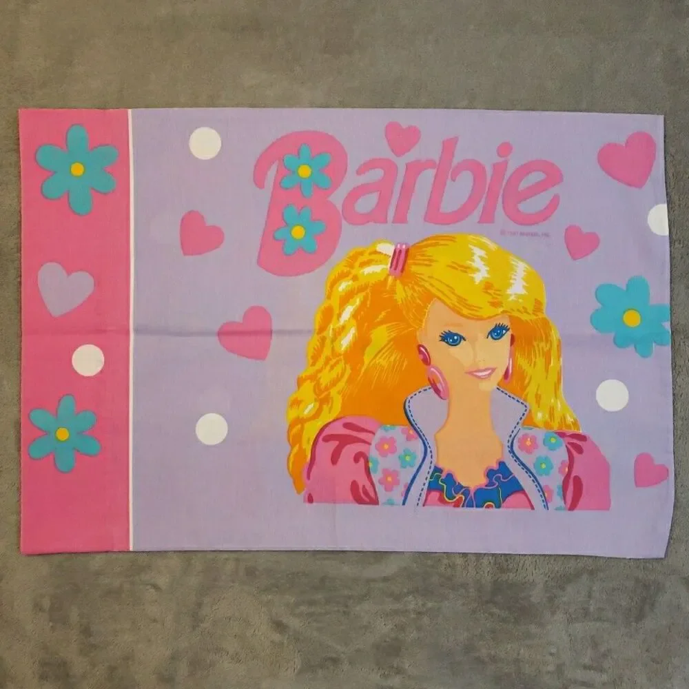VTG Barbie Standard Pillowcase & Valance Set Mattel 1991 JP Stevens Bedroom